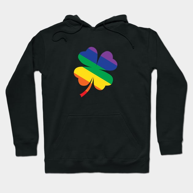 Rainbow St Patrick's Day Clover LGBTQ Gay Pride Hoodie by DoctorWatsonDesigns